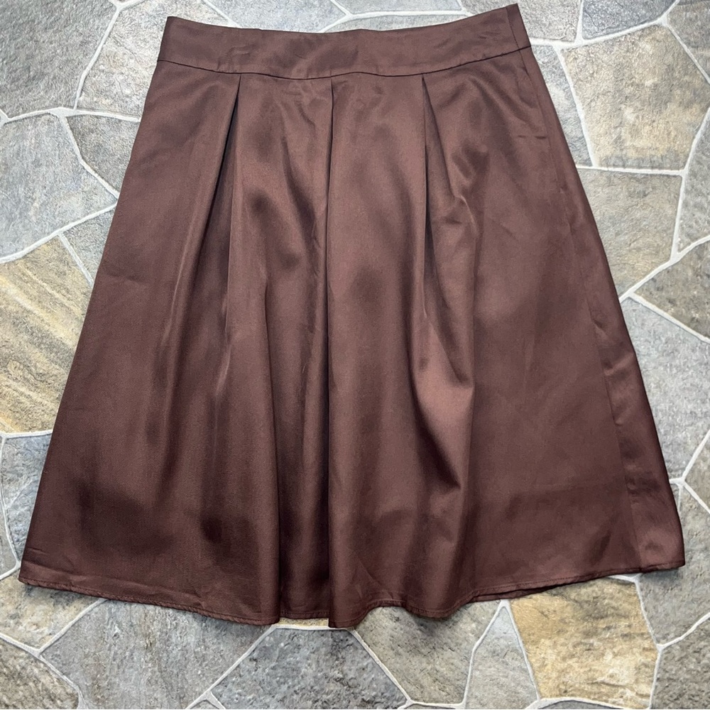 Yige Fashion Women's High Waist Flared Pleated Midi Skirt With Pocket